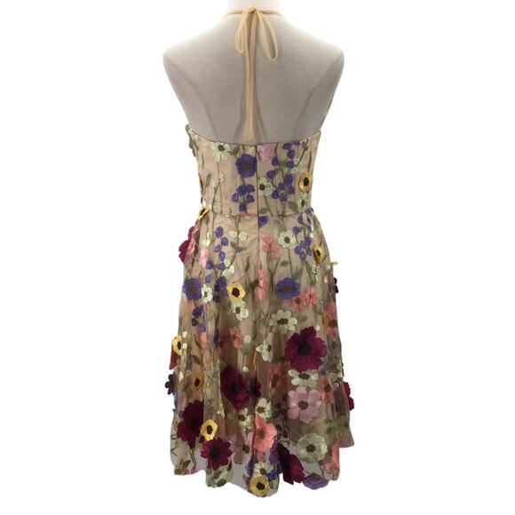 SPRING FORMAL AW SZ 4 S Multicolor Coralia 3D Floral party Midi Dress New 0b6 - Picture 3 of 8